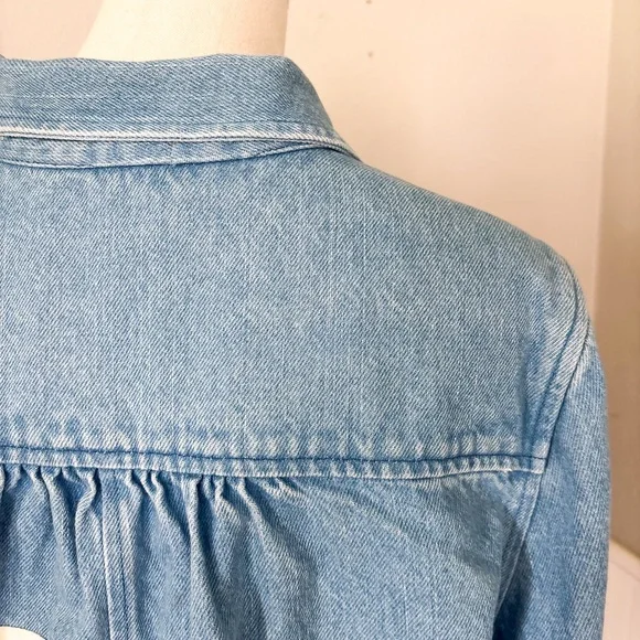 Carleen x Anthropologie Denim Jacket with Vibrant Patchwork - Large - Picture 2 of 8